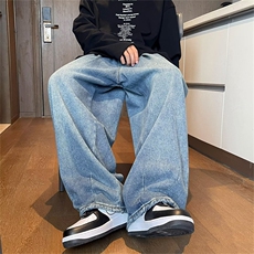 潮牌渐变牛仔裤男宽松直筒复古老爹拖地裤ins高街阔腿裤EN812-p48，男装牛仔裤，星座1008