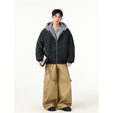 现货上万连帽座山雕pu皮加绒荔枝纹棉衣外套MF04特批80，男装皮衣，电商B210