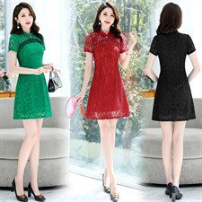 蕾丝小个子连衣裙女2024夏季今年流行时尚洋气显瘦高端镂空旗袍裙，女装连衣裙，鑫鑫美