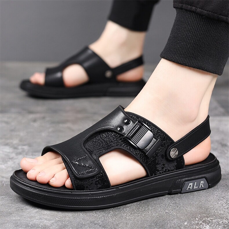 X4961-p105男士凉鞋夏季新款沙滩鞋凉拖两用真皮潮流软底男鞋，男鞋凉鞋，星座1407-3