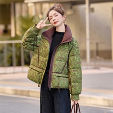 90绒白鸭绒羽绒服女2025冬季新款印花复古优雅加厚保暖，女装羽绒服，余墨