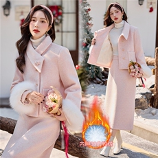 法式小香风羽绒套装女2025年冬季新款轻奢淑女高级感半身裙两件套，女装套装/套裙，小九月