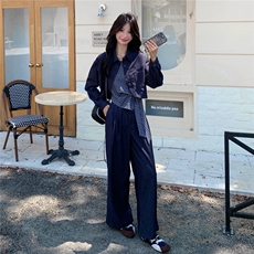 新款！大量！格子吊带牛仔三件套2C133-8969-P170-K238，女装套装/套裙，2C133