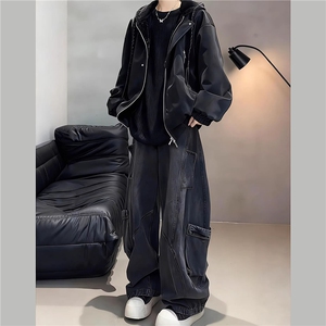 MY31-P95-现货！冬季加厚连帽皮衣座山雕显瘦宽松棉服外套图片