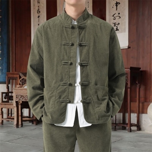 男士外套灯芯绒夹克盘扣立领唐装风 XZ1512-2501单夹克-P70图片