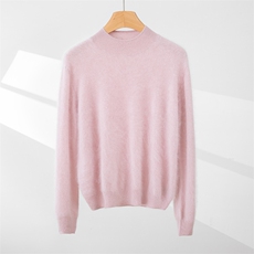 纯色气质百搭淑女半高领显白女士保暖毛衣拉绒羊绒衫，女装羊绒衫，万品羊绒