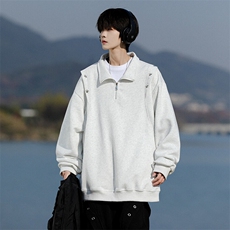 8XL-M星星铆钉半拉链卫衣大码重磅痞帅高街小众立领外套WY5109P58，男装卫衣，电商B238
