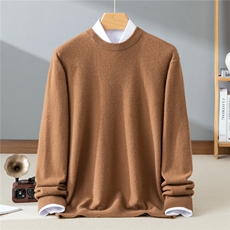 2025秋冬百搭时尚简约平面圆领针织衫羊绒衫，男装羊绒套衫，牧群羊绒