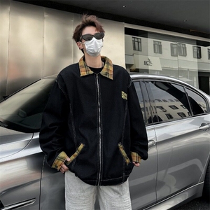 美式格子牛仔外套男春2026新款设计感vintage夹克上衣潮W6471-P67图片