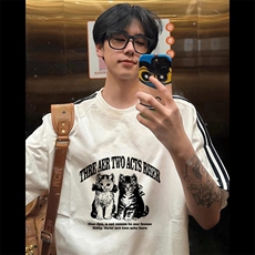 夏季美式高街重磅纯棉三条杠织带撞色男女短袖T恤STG187特P25，男装T恤，电商A486