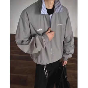 刺绣麂皮绒棒球服外套春秋新款设计感翻领宽松早秋夹克 JW232图片