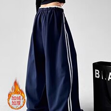 加绒复合爵士跳舞运动裤女秋冬新款美式复古高腰垂感显瘦阔腿卫裤，男装休闲裤，星座506A