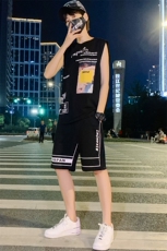 2021青少年新款男女情侣装薄款纯棉卡通宽松背心套装男TZ258，男装背心/马甲，电商A441