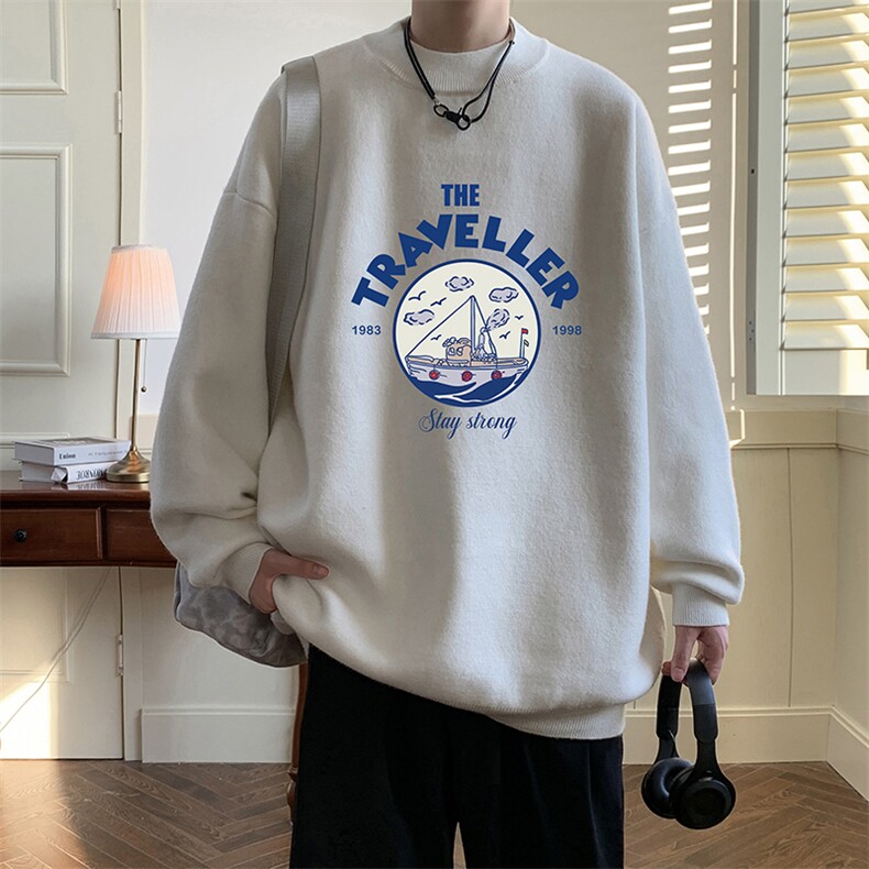 半高领毛衣男大码胖子针织衫毛线衣 M18410-P45 加绒款-P65图片