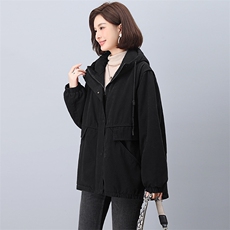 加绒厚度派克服女2025冬季新款宽松休闲连帽保暖棉服，女装派克服，天丽