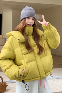 时尚短款羽绒服女2025冬季新款加厚连帽保暖白鸭绒外套图片