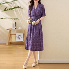 2025年夏季新款印花简约时尚优雅通勤连衣裙，女装连衣裙，多彩