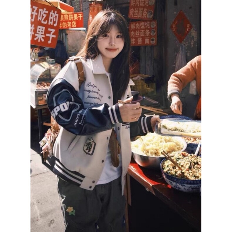 翻领刺绣棒球服外套春季新款复古情侣立领夹克潮J1218,男装夹克,星座1116A（原606A-3）