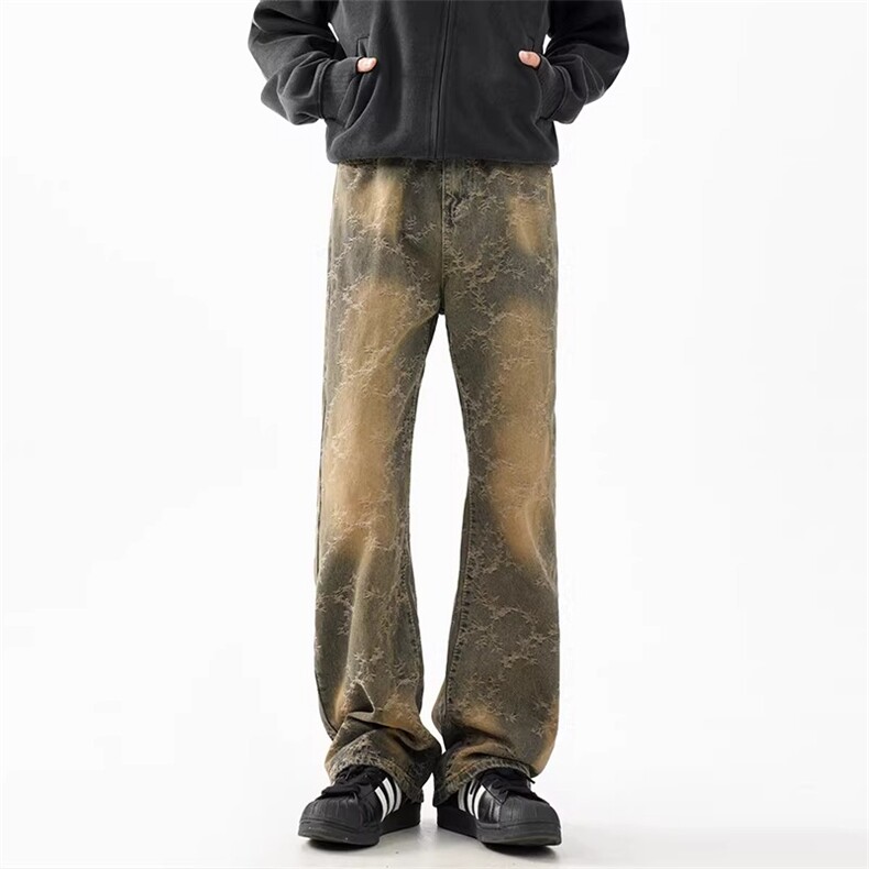 1506-1/K6051/P43高质量半松紧腰浅蓝色深蓝色牛仔裤潮牌男女款，男装牛仔裤，星座1506-1