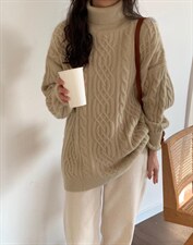 冬季高领花毛衣，女装针织衫/毛衣，周青