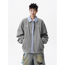 绣花假两件翻领棒球服外套男女春秋宽松潮百搭情侣夹克HH9001P64，男装夹克，星座1013-5