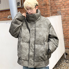 皮棉服外套男冬季加厚宽松PU棉衣短款面包服M6019P110控158，男装棉衣，电商A157