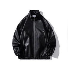 白底立领鳄鱼纹双侧金属拉链大口袋设计夹克男JK77760P85控118，男装夹克，星座227-7