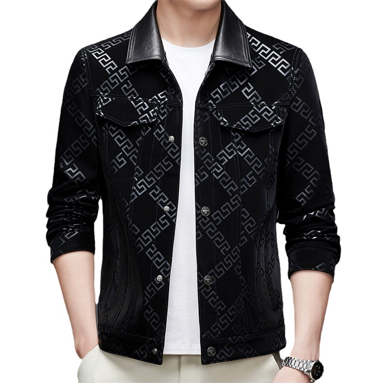 秋冬新款皮衣男士绵羊皮外套男中青年休闲皮夹克MSNA322-19-P660，男装皮衣，电商B212（原钱塘6029）