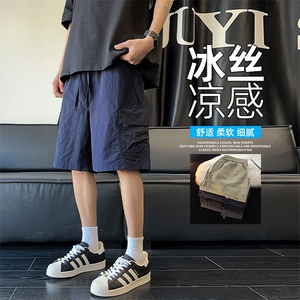 抖音品质冰丝宽松休闲五分西裤男士运动裤A146-GY255特p30量大优图片