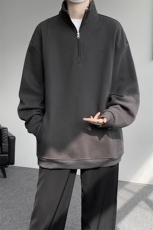 8XL-M重磅软糯美式半拉链立领卫衣男秋宽松大码复古POLO衫WY32P58，男装Polo衫，电商D206-1