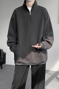 8XL-M重磅软糯美式半拉链立领卫衣男秋宽松大码复古POLO衫WY32P58图片