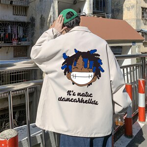 ！22秋季新款宽松大码港风黑人头像夹克外套JK1664-P50控68