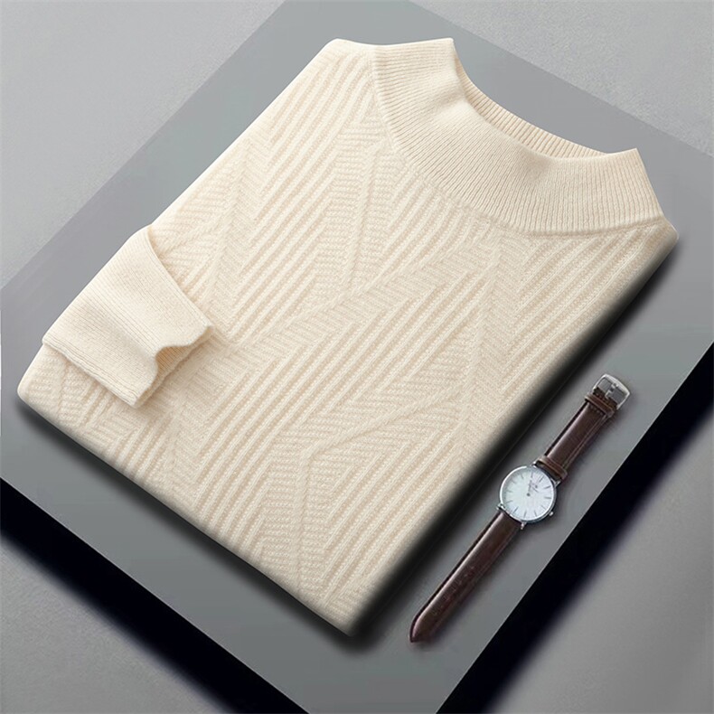 时尚男士秋冬新款百搭都市潮流菱形图案羊毛衫，男装羊毛衫，江杉羊绒