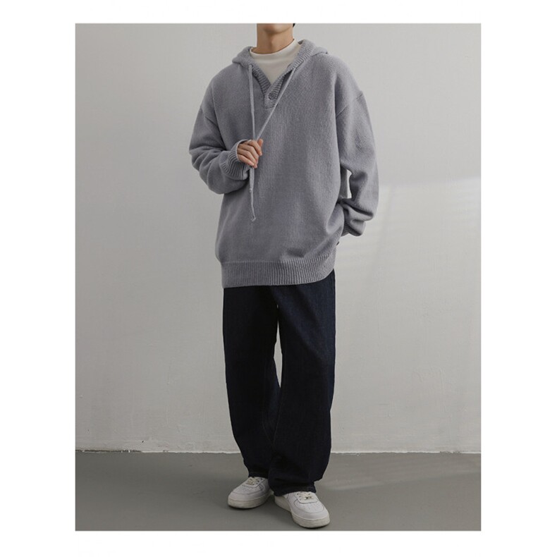 秋款男连帽毛衣抽绳针织衫宽松线衣外套M2329P60,男装针织衫/毛衣,星座1013-1