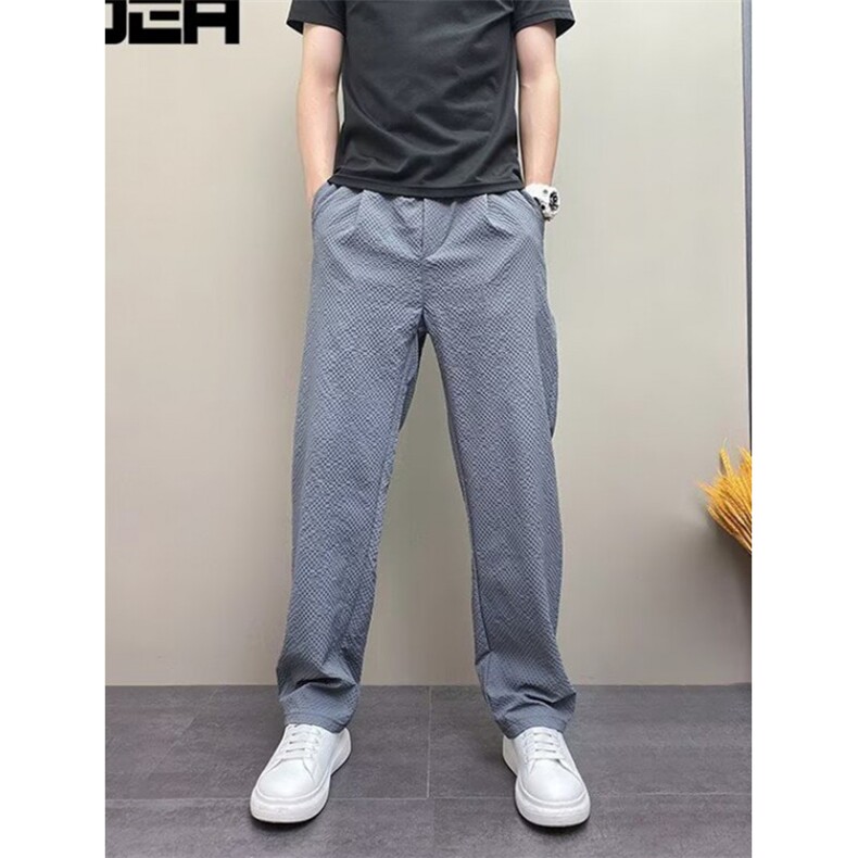 夏季薄款痞帅修身青年男士原创网红ins休闲直筒锥形裤子 KS214图片