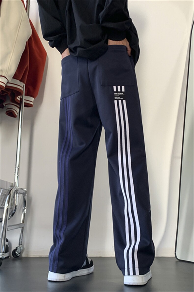 春秋款三条杠华棉卫裤直筒休闲裤长裤KK163-P50,男装休闲裤,星座1213