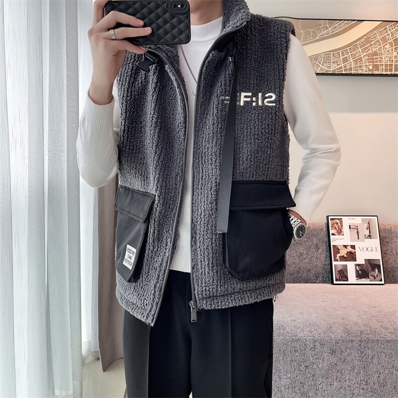 2024冬季加厚羊羔毛立领棉马甲背心外套男M501-p115控165,男装背心/马甲,电商D303