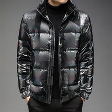 21冬装新款中年男士亮面羽绒服男短款保暖羽绒服外套DS2262-P260,男装羽绒服,电商B212（原钱塘6029）