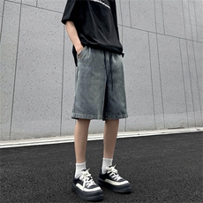 夏季薄款星空纹牛仔短裤男款街头潮牌宽松直筒中裤男生休闲五分裤，男装牛仔裤，星座410-6（原星座1304-1）