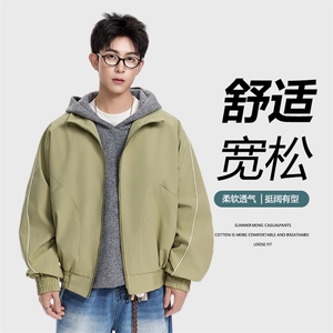 2026春季新款轻奢痞帅宽松纯色夹克潮牌外套男士JS5603-P75图片