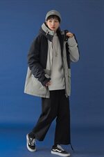 20年冬季新款撞色拼接连帽学院风羽绒服含DS-B293-Y782-P245，男装羽绒服，电商A306