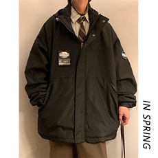 潮流时尚撞色防风冲锋衣男大码连帽山系户外工装夹克外套J35-P100，男装夹克，电商A001-1