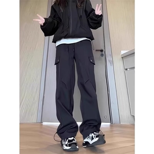 美式高街休闲裤男款春秋季潮牌痞帅宽松直筒工装运动裤子XXK20图片