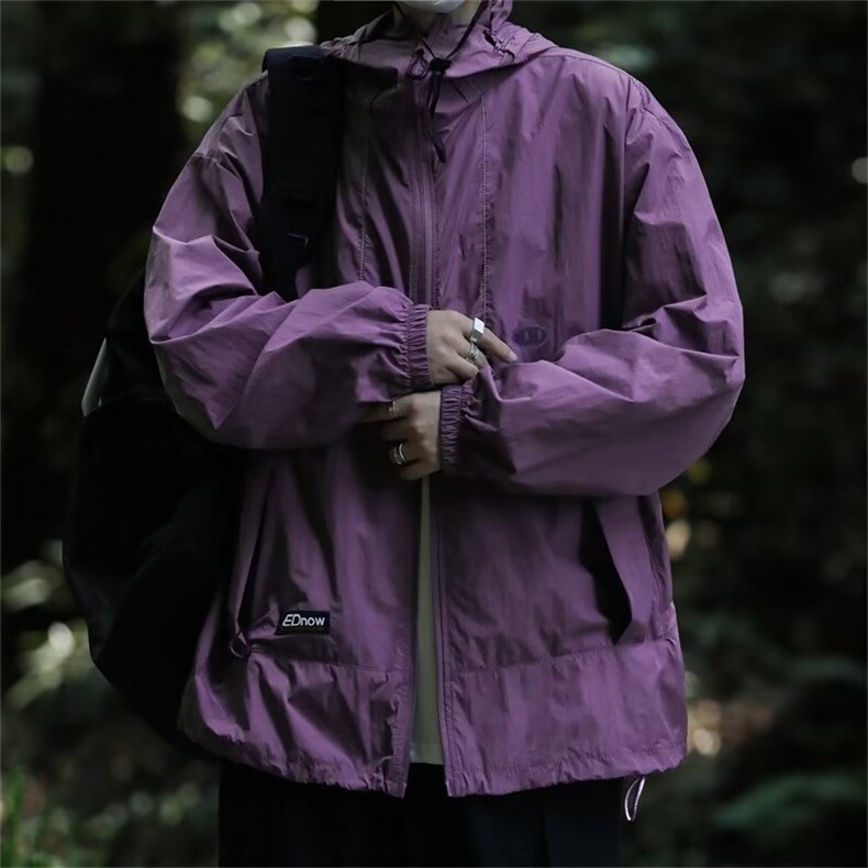 紫色防晒衣女款夏季薄款2025新款防紫外线宽松休闲工装防晒服外套，男装防晒衣，星座302B-3