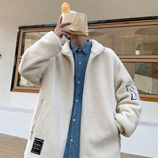 主推情侣冬季新款夹克潮牌羊羔绒宽松大码加绒加厚外套M03P85，男装夹克，星座1113