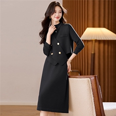 轻奢气质马甲连衣裙套装秋冬2025新款女装中长款打底毛衣裙两件套，女装羊毛衫，艾米