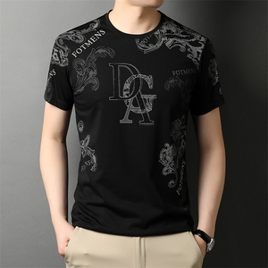 G376男式2023年夏季新款丝光棉T恤衫男短袖圆领休闲体恤P40图片