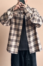 秋季宽松休闲格子长袖衬衣潮牌中性衬衫AC2308601-特批P50控89，男装衬衫，电商A351
