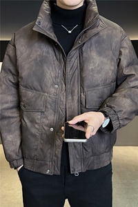 标50绒 皮羽绒服男冬季2025新款美式皮衣外套A313-K27582-P225图片