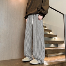 8XL-M美式复古竖条纹毛呢裤子加大码直筒裤阔腿裤KZ1936P60加绒70，男装卫衣，电商B238